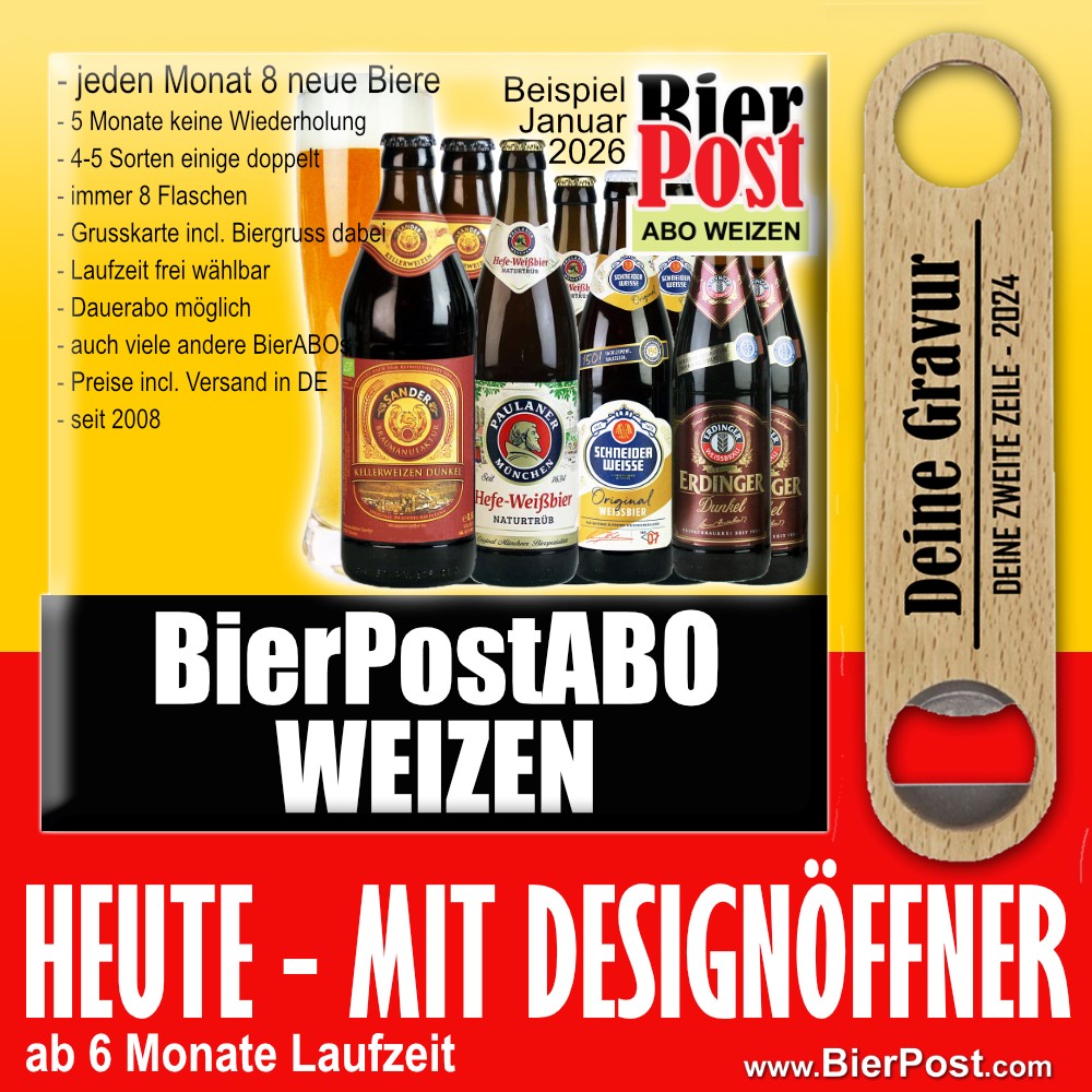 Bild von BierPostABO - WEIZENBIER - incl. Versand in DE, incl. BierPostCARD ohne Glas. 