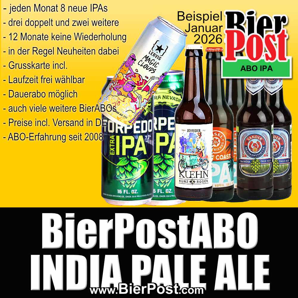 Bild von BierPostABO - INDIA PALE ALE (IPA) - incl. BierPostCARD GRATIS dazu  incl. Versandkosten in DE  
