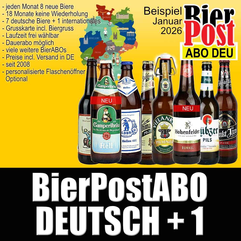Bild von BierPostABO "DEUTSCH+1" -  incl. Versand in DE, incl BierPostCARD 