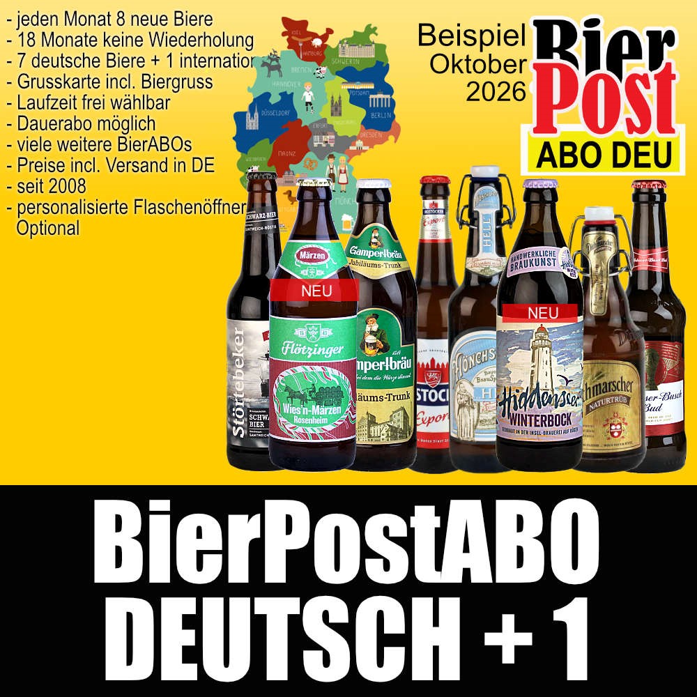 Bild von BierPostABO "DEUTSCH+1" -  incl. Versand in DE, incl BierPostCARD 